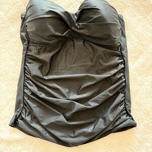 Strapless Black Rouched Tankini